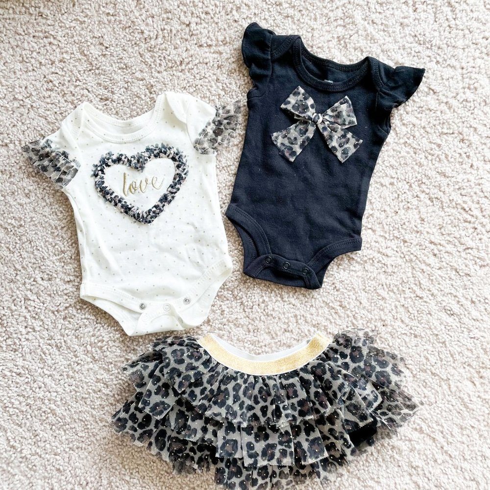 BABY GIRL Newborn 3 piece Leopard Outfit